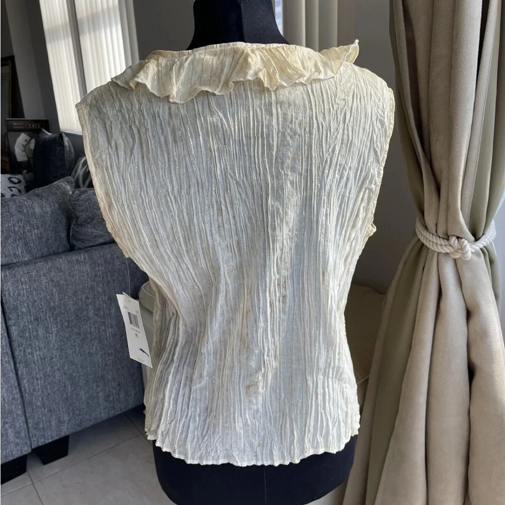 NWT J. H. Collectibles Cream Tye Dye Blouse With Gold Pinstripe PL $44.00 MSRP - Picture 3 of 7